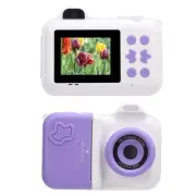 (Purple White) Print Camera 2.4 Inch IPS HD Screen Double Lens Selfie