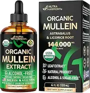 USDA Organic Mullein Drops for Lungs - Mullein Leaf Extract Supplement - Made in USA - Lung & Bronchial Cleanse for Smokers - Respiratory Health Support - As Liquid, Tincture, Tea, Pills - 4 fl oz