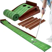 Golf Putting Green Mat 10Ft, Indoor Putting Mat with Ball Return, Two Hole Putti