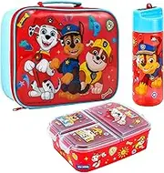 Zawadi Global Paw Patrol Kids Childrens Lunch Box Set – Insulated Lunch Bag, Multicompartment Lunch Box & 540ml Water Bottle - School Travel Lunch Food Set, BPA Free