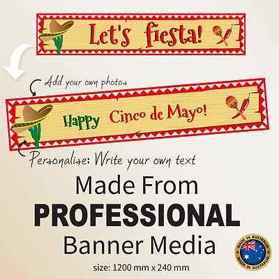 Personalised Mexico Fiesta Decoration Cinco De Mayo Party FABRIC Banner Custom