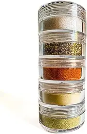 NICE RACK Mini Travel Spice Rack Filled with Organic Herbs, Refillable, Made in USA, Camp Spice Kit - Great Gift, CAMPING, RV, Purse, Backpacking with Shaker Tops 5 Stacking (3 3/8 x 1 3/8")
