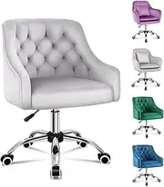 ALFORDSON Velvet Office Chair Swivel Fabric Armchair Computer Desk Chair Modern Home Office Chair Height Adjustable Mid-Back Task Chair for Kids Adult Study Work, Living Room, Bedroom (Ellie Grey)