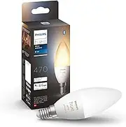 Philips Hue White Ambiance Smart Light Bulb E14 Small Edison Screw with Bluetooth. Compatible with Alexa