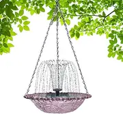 Jvjggag Birdbaths for Outdoors - Solar Powered Bird Water Fountain - Hangable Drinking Feeder Decor Bath for Outside Garden Patio Hummingbird Balcony