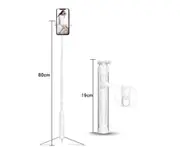 Stainless steel Alloy Bluetooth Remote Control Mobile Phone Selfie Stick Fill Light Tripod Selfie Stick-White