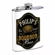 Vintage Bar Sign D8 Flask 8oz Stainless Steel Hip Drinking Whiskey