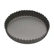 Mastercraft 25cm Heavy Loose Base Non-Stick Round Flan Quiche Pan - Black