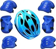 Kids Protective Gear Set - Kids' Cycling Helmet Knee Elbow Pads with Wrist Guards - Protective Sports Safety Equipment for Rollerblading Skating Cycling Scooters Riding