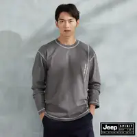 在飛比找蝦皮商城優惠-JEEP 男裝 跳色線條厚磅長袖T恤-灰色