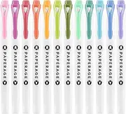 PAPERAGE Dual Tip Pastel Highlighters, Assorted Colors, Broad & Fine Point Tips, 12 Pack Highlighter Set For School or Office Supplies, Journals & Notebooks