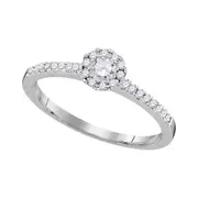 14k White Gold Round Diamond Solitaire Bridal Engagement Ring 1/3 Cttw