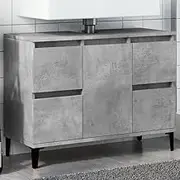 Engineered Wood Sink Cabinet, Concrete Grey Finish, 80x33x60 cm, Ample Bathroom Storage for Modern Vanities