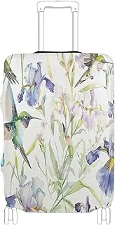 [Joisal] Forest Fairies Luggage Covers for Suitcase Tsa Approved Fit 18-32 Inch Luggage, Watercolor Irises Hummingbirds, S 18-20 in