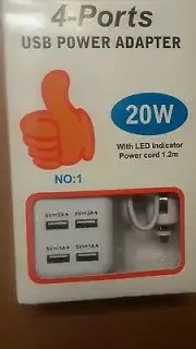 4-PORT USB POWER ADAPTER 20W WITH LED INDICATOR POWER CORD 1.2M NUMBER 1