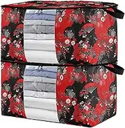 sanluoli 60L 2 Pack Underbed Storage Bin with Reinforced Handles, clear window Closet Storage Bag