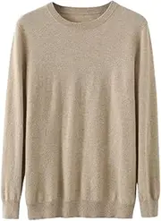 [Zadaos] Men' 100% Solid Cashmere Sweater O-Neck Loose Pullover Autumn Warm Shirt Knit Jacket Khaki9 XXL