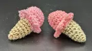 Handmade One Of A Kind Set Of 2 Crocheted mini Ice Cream Cones