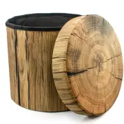 Sorbus Storage Ottoman – Foldable/ Collapsible with Lid Cover – (Tree Stump)