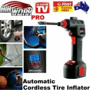 AIR WORK PRO Automatic Cordless Tyre Inflator Portable Air Compressor Gauge 12v