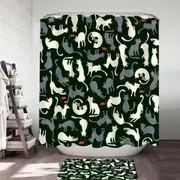 Red Mice and White Grey Cats Shower Curtain