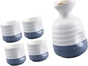 Amosfun Set Porcelain Sake Cup Set Wine Bottle Japanese Wine Cups Unique Creative Design for Home Bar for Entertaining Friends and Family Great Present Choice