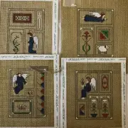 Needlepoint Hand Stitch Painted Gold Canvas Designing Women Four Cathedral Tiles