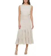 New $139 DKNY Women's Long Sleeveless Crew Neck Maxi Dress A6778