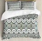 Ethnic Duvet Cover Set with Pillow Shams Arabesque Geometric Art Print