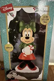 24" Minnie Mouse Lighted Blow Mold Christmas Decoration New In Box
