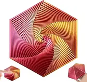 Fractal Fidget Hexagon Anti-Stress Fidget Toys 3D Printing Hexagon Spiral Toy Stress Relief Sensory Fidget Toy for Children and Adults Anxiety Stress Relief (Red/Gold Gradient)