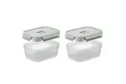 2x 2pc LocknLock Nestopia Rectangular 1.6L 23cm Container Storage Set Clear GRN