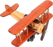 Alipis Vintage Wood Airplane Model Retro Simulation Craft Plane for Decor Biplane Ornament for Home Office Boys and Girls