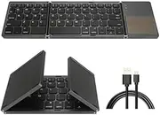Achort Foldable Bluetooth Keyboard, Tri- Folding Portable Wireless Keyboard with Touchpad, USB Rechargable BT Wireless Keyboard for Android, Windows System Laptop Tablet Smartphone Device(Gray)