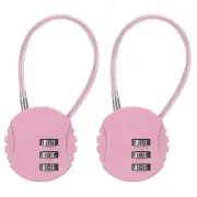 2 Pack 3 Digit Combination Lock 0.44Ft Wire Cable, Round Helmet Padlock Pink