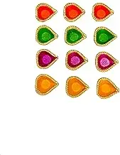 Clay Diya Diwali Dia with Cotton Wicks for Puja Pooja Clay Diyas for Diwali Tea Light Holder Indian Decor Diwali Gifts Diwali Decor Puja Items Indian Decorations Multi Colour Pack of 12