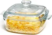 [NUTRIUPS] Glass Casserole Dish with Lid Oven Safe Square Casserole Dish with Handles, Glass Microwave Bowl With Glass Lid Casserole Cookware (0.8L-Square)