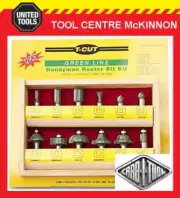 CARB-I-TOOL / CARBITOOL 12pce ½” SHANK TCT HANDYMAN ROUTER BIT SET IN WOODEN BOX
