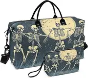 [YXYZRMY] Travel Duffel Bag Halloween Skeleton Dance Moon Gym Bag Sports Tote Bag with Multiple Interior Pockets Shoulder Weekender Bag for Women Men with Toiletry Bag 20.5”x 7.9”x 13.8, Multi-Colored