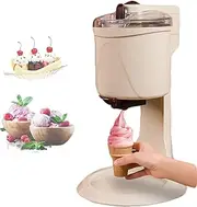 Ice Cream Machine, Homemade Small Cone Machine, Capacity 1000 Ml, Removable Food Grade Liner, Easy to Clean, Equipped with Measuring Cup and Spatula, Suitable for Home Ice Cream Making