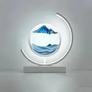 The Eclipse - LED Sand Art Lamp - White Stand - Blue Sand