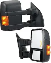 Towing Mirrors Pair Set Power Heated Defrost With Signal Light Manual Controlling Compatible For 1999-2016 Ford F250 F350 F450 F550(2008-2016)