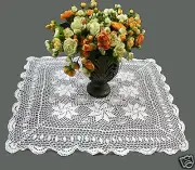 Hand Knitted Vintage Crochet Lace Doilies Placemat Table Runner 30x30" White