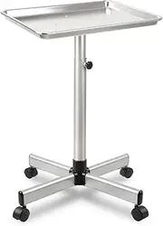 Salon Tray on Wheels, Rolling Tattoo Tray, Adjustable Hair Stylist Tray, Metal Mayo Stand Tray, Salon Color Tray Use As Medical Tray, No-Rusting