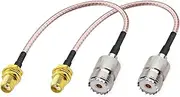 DHT Electronics Handheld Antenna Cable for Wouxun Baofeng Quasheng Linton - Adapter for UHF Base and Mobile Antennas - SMA Female to UHF SO-239 Female Connectors 6''