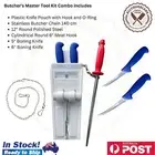 Butcher's Master Tool Kit Combo Knife Pouch 5" 6" Knives 12" Polished Steel Hook