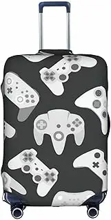 [CADREWY] Game Controller Print Decorative Washable Luggage Cover Personalized Anti Scratch Suitcase Protector, White, Small