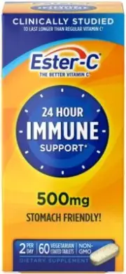 Ester-C Vitamin C 500 mg Coated Tablets, Immune System Booster - 60 Count