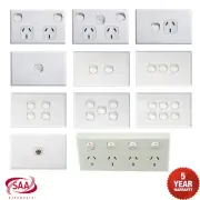 NEW Standard White Light Switch Double Powerpoint GPO Socket Outlet Power Point