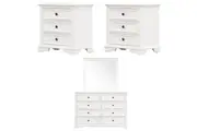 Divano Celosia 4pc Bedside Dresser Mirror Bedroom Chest of Drawers Set Cabinet - White